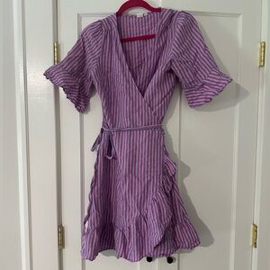 Linen Blend Wrap Dress